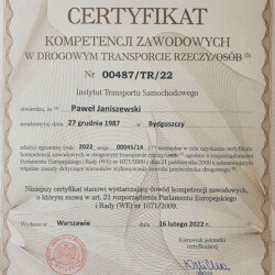 Certyfikat Kompetencji Zawodowych