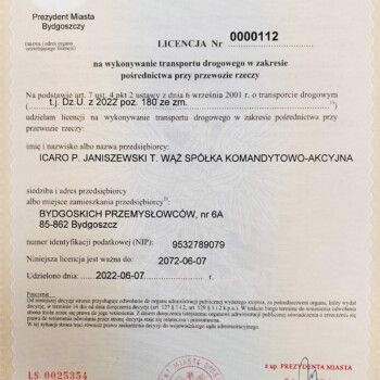 Certyfikat Licencji